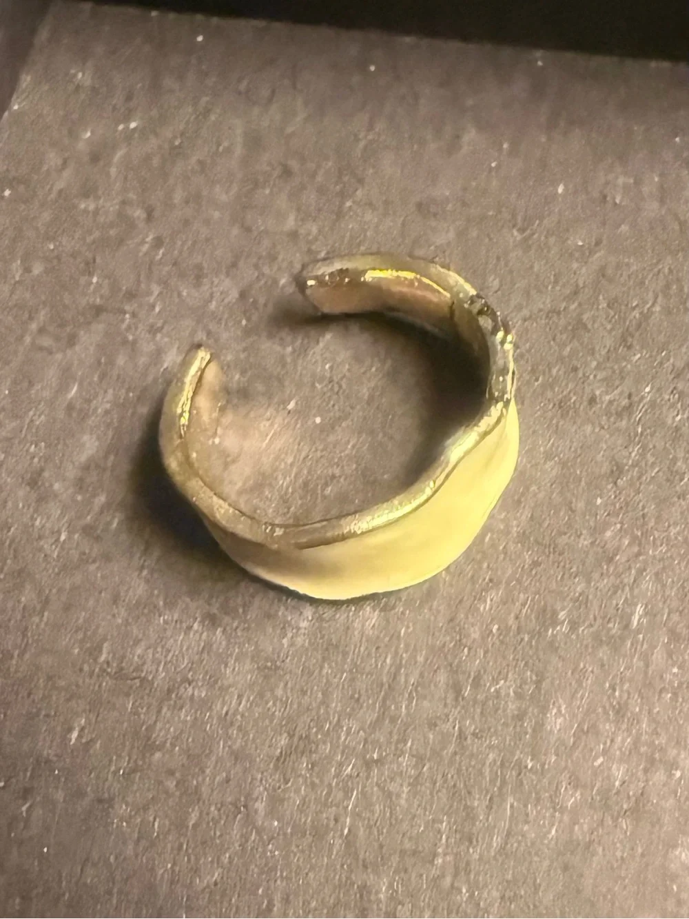 Yellow Enamel Wave Band Ring - Women's Fashion Accessory